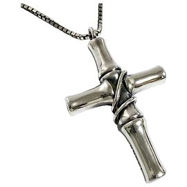 Collar Péndulo Cruz de Bambú para Hombre Gucci Plata Plata