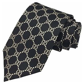 Corbata Gucci GG de seda negra para hombres Negro