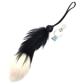 TOD'S Fur Charm Key Ring Holder Wallet Black