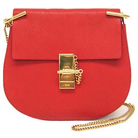 Borsa a spalla in pelle Chloé Drew per donne, colore rosso Rosso