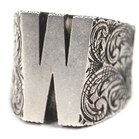 GUCCI Arabesque Buchstabe W Ring Silber XL Gewicht. Herrenaccessoire Silber