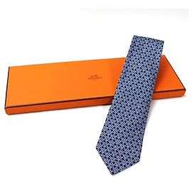 Hermès Hermes silk tie, unworn, slim fit, for men Blue