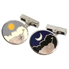 Gemelli Louis Vuitton, design "Budou Manchette" che presenta il sole e la luna, in argento sterling per uomini. Argento