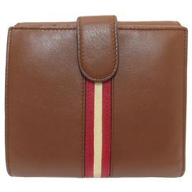 Bally Stripe fold Wallet Leather Women's BALLY Brown