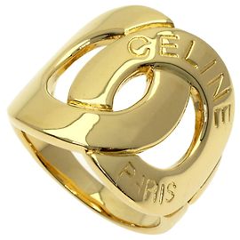 Céline Celine Logo Double Circle Diamond Ring Yellow Gold Women's CELINE Yellow