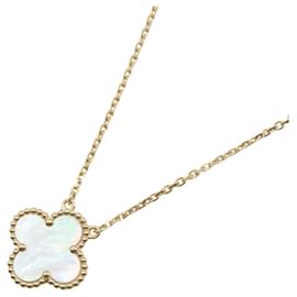 Van Cleef & Arpels Vintage Alhambra Mother-Pearl Necklace, (Yellow Gold), Mother-Pearl, Women's, Gold/White Tones White