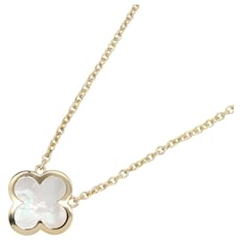 Van Cleef & Arpels Pure Alhambra Mother-Pearl Necklace, (Yellow Gold), Mother-Pearl, Women's, Gold/White Tones White