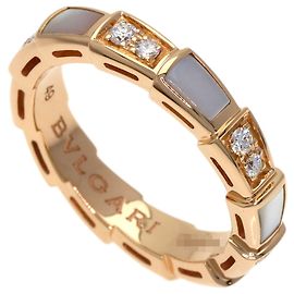 Bulgari BVLGARI Serpenti White Shell Diamond Ring # Pink Gold Women's Pink