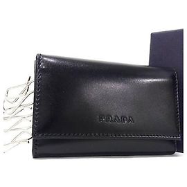 PRADA Portachiavi Prada in Pelle Nera per Uomini e Donne - Portachiavi Nero