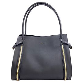 Bally Logo Tote Bag Leather Women's BALLY Black