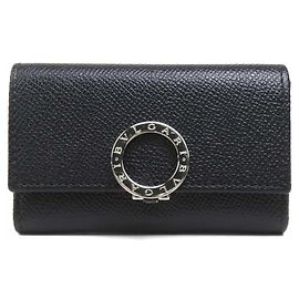 Bulgari BVLGARI Key Case Leather Black Men's Women's Black