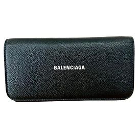 BALENCIAGA Continental Wallet Black Leather Long Black
