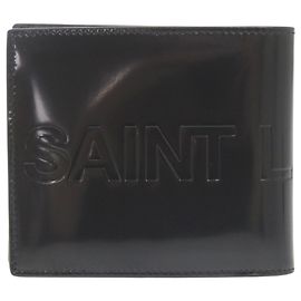 Unused Saint Laurent Paris patent leather black bifold wallet with bill compartment, Black