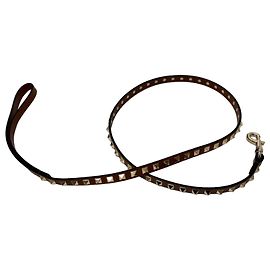 VALENTINO Studded Pet Lead, Leather, Unisex, Brown, Like New Brown