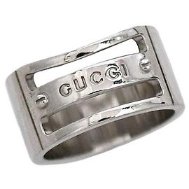Gucci Ring Silver Size Ag GUCCI Plate Screw Men's Silvery