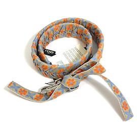 FENDI Blumenband Schultergurt Leder Canvas Damen Blau x Orange Blau
