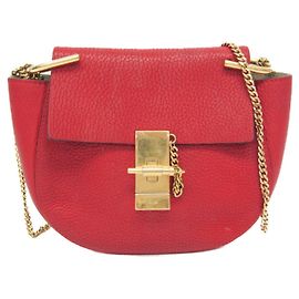 Borsa a spalla in pelle Chloé Drew per donne, colore rosso Rosso