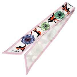 PRADA % Lenço/Cachecol de Seda com Estampa de Flores, Multicolorido, com Caixa, Feito na Itália, Feminino Multicor