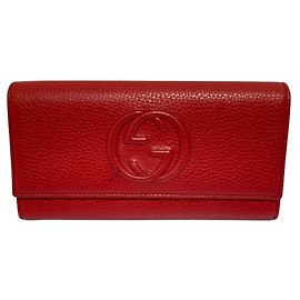 GUCCI Soho Leather Long Wallet (, Red) - Men's & Women's Red