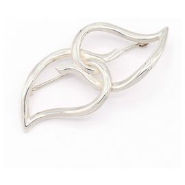 Tiffany & Co. Doppelblatt Brosche, Sterlingsilber, Pin Damen. Silber