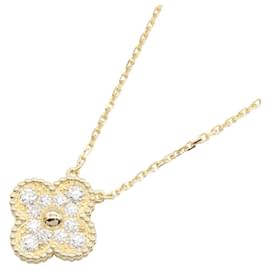 Van Cleef & Arpels Vintage Alhambra Diamond Necklace, (Yellow Gold), Diamond, Women's, Gold Tone, Clear Golden