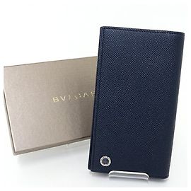 Bulgari BVLGARI MAN FOLD LONG WALLET BLUE Blue