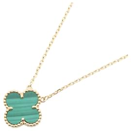 Van Cleef & Arpels Vintage Alhambra Malachite Necklace, (Yellow Gold), Malachite, Women's, Gold/Green Tones, Yellow