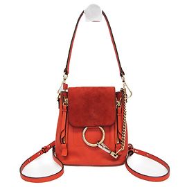 Chloé Faye Women's Leather,Suede Backpack Orange Orange