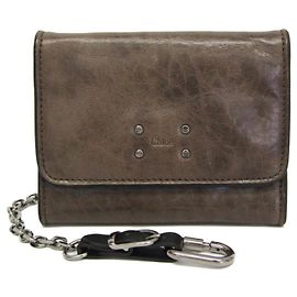 Chloé Men's Leather Wallet (fold) Khaki Khaki