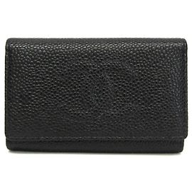 Estuche para llaves de piel de ternera granulada Chanel Coco Mark para mujer negro Negro