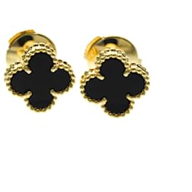 Orecchini a perno Sweet Alhambra in Onice e Oro Giallo di Van Cleef & Arpels Giallo
