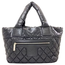 Chanel Coco Cocoon Tote Bag mit silberner Hardware, aus Nylon, für Damen. Schwarz