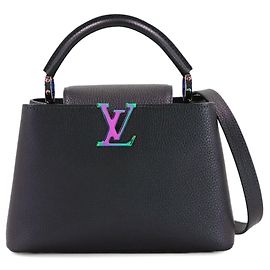 Borsa a mano/spalla Louis Vuitton Capucines BB in pelle taurillon nera metallica () con RFID. Nero