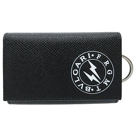 Bulgari Unused Bvlgari x Fragment Leather Black -Key Case, Black, Black