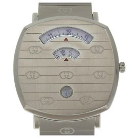 Gucci Grip Watch, ., Stainless Steel, Quartz Movement, Analog Display, White Dial, Men's White