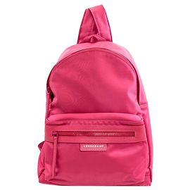 Longchamp Logo Backpack/Daypack, Nylon Material, Women's Pink