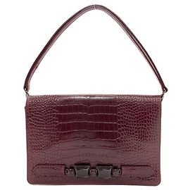 Bolsa de ombro em couro estampado Longchamp para mulheres, com design de Kate Moss. Vermelho