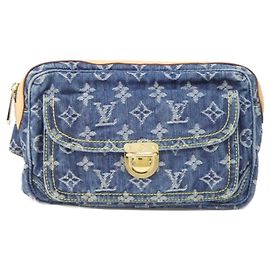 Borsa a spalla bumbag in denim Monogram Louis Vuitton Blu