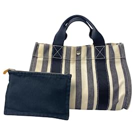 Borsa tote in tela Cannes PM di Hermès con pochette per donne Nero
