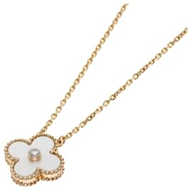 Van Cleef & Arpels Vintage Alhambra Diamond Necklace Pink Gold Women's Pink