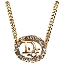 Collana Christian Dior, strass, oro. D'oro