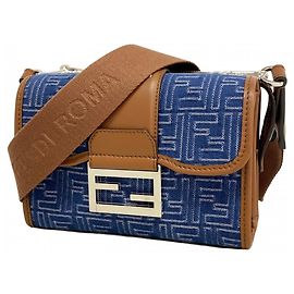 Fendi Zucca Canvas Shoulder Bag, Blue, Men's Blue