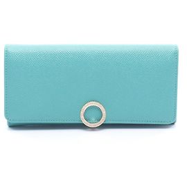 BVLGARI Bulgari Clip Large Wallet, fold Long Leather, Women's, Green, Green