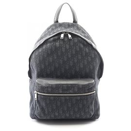 Christian Dior Dior Oblique Jacquard Backpack/Handbag, Canvas and Leather, Men's, Black () Black