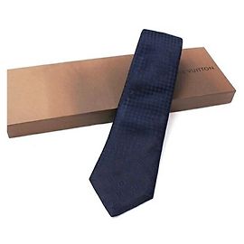 Louis Vuitton Silk Tie, Mixed Monogram Damier Monogram, LOUIS VUITTON, Men's Navy blue