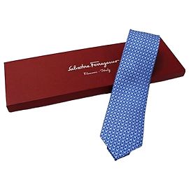 Corbata de seda sin usar para hombres de Salvatore Ferragamo. Azul