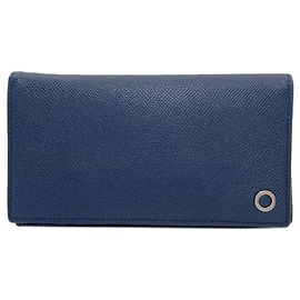 Bulgari BVLGARI Long Wallet Leather Men's Navy blue