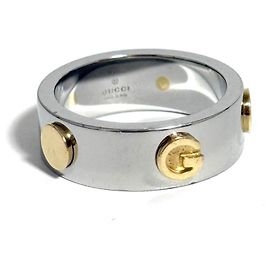 Anello combinato da uomo Gucci in acciaio inossidabile e oro D'oro
