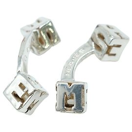 Hermès HERMES Cube Cufflinks for Men, Silver Silvery