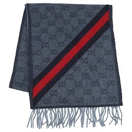 Sciarpa Gucci, Linea Webbing, Lana & Alpaca, Stola Uomo GUCCI, Blu